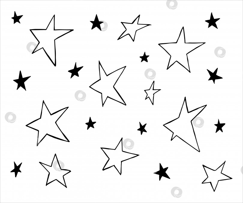 Скачать Набор каракулей из нарисованных от руки звезд фотосток Ozero