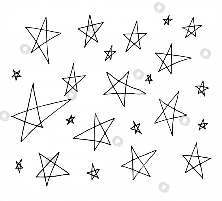 Скачать Набор каракулей из нарисованных от руки звезд фотосток Ozero