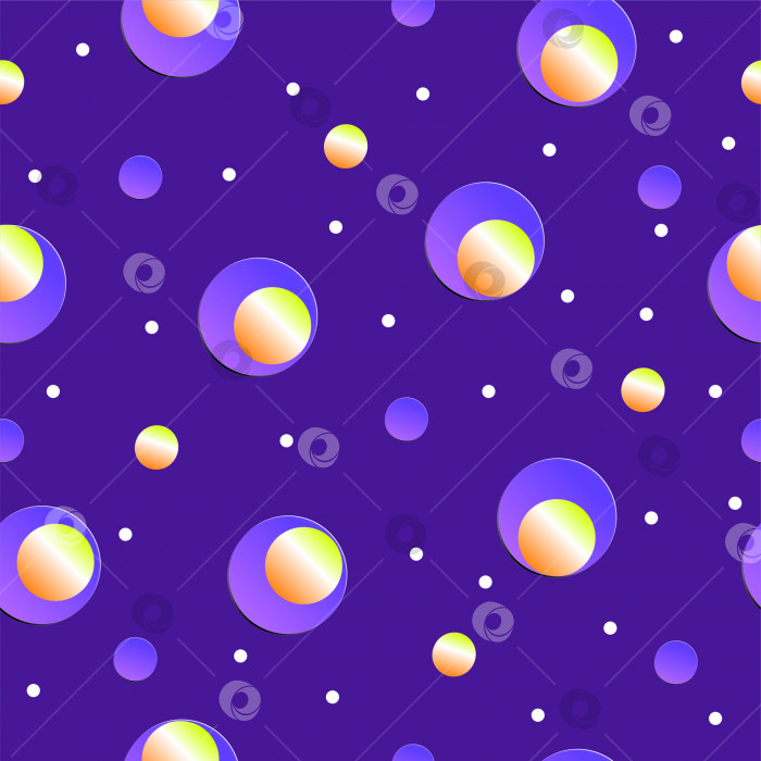 Скачать фиолетово-желтые шары градиентные 3d на фиолетовом фоне, бесшовная текстура фотосток Ozero
