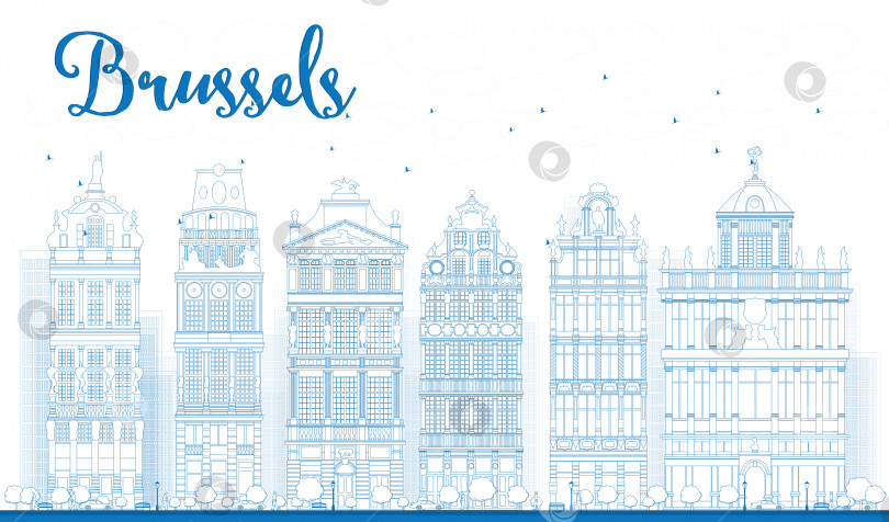Скачать Очертите горизонт Брюсселя с богато украшенными зданиями на площади Гран-Плас фотосток Ozero