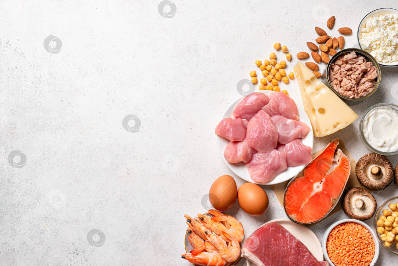 Скачать Продукты с высоким содержанием белка и низкоуглеводными диетическими ингредиентами фотосток Ozero