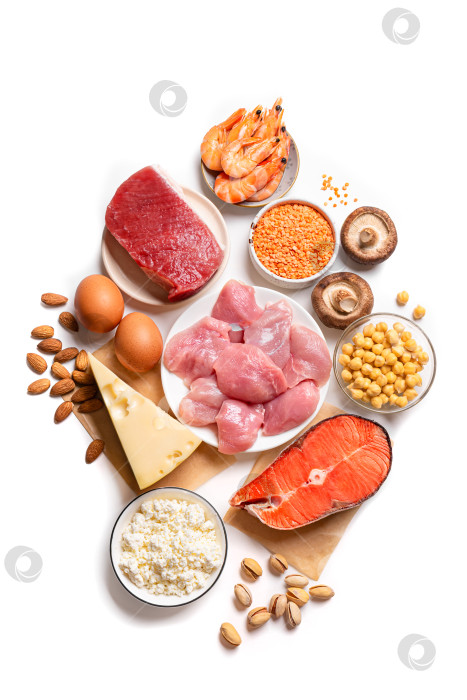 Скачать Продукты с высоким содержанием белка, изолированный источник белковой пищи фотосток Ozero