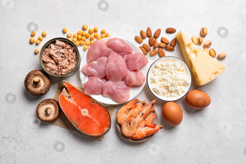 Скачать Продукты с высоким содержанием белка и низкоуглеводными диетическими ингредиентами фотосток Ozero