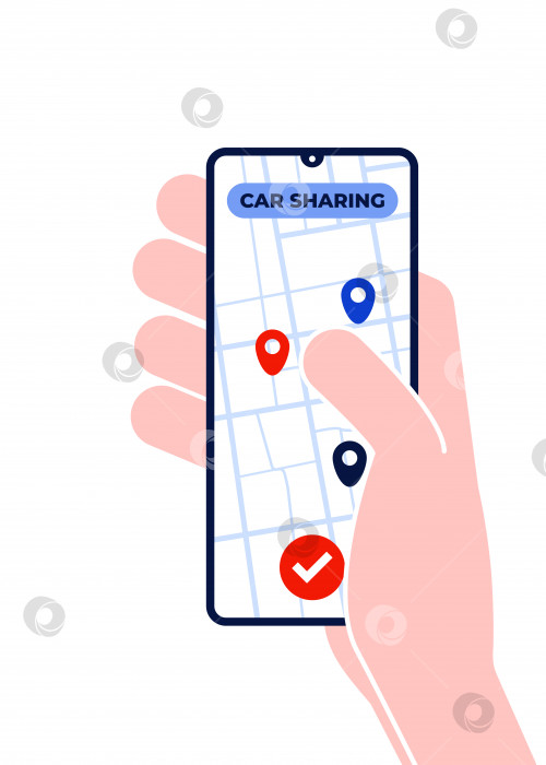 Скачать Закажите каршеринг онлайн. Рука держит смартфон фотосток Ozero