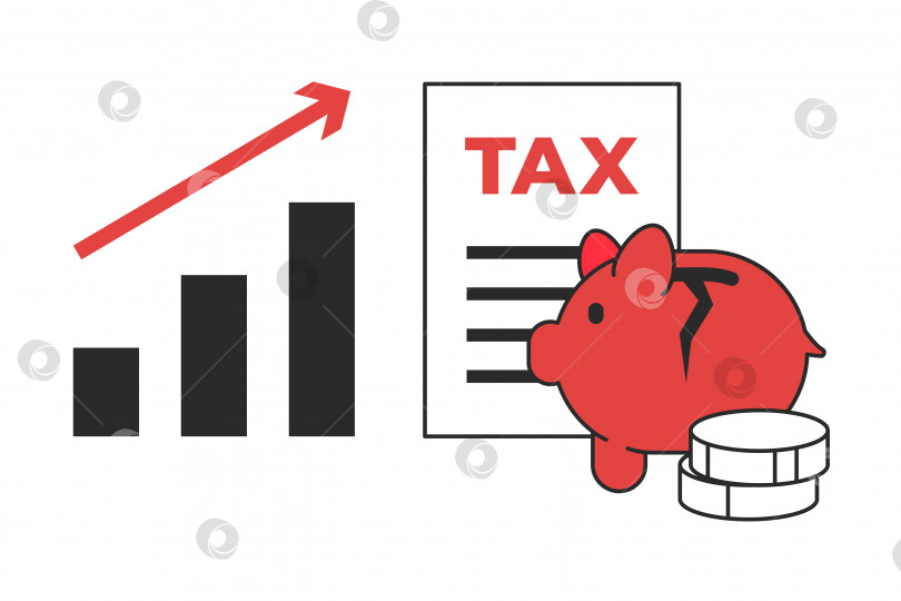 Скачать График роста налогов. Концепция инфляции, высоких налогов и низких доходов. Кризис финансовой системы. Векторная иллюстрация. фотосток Ozero