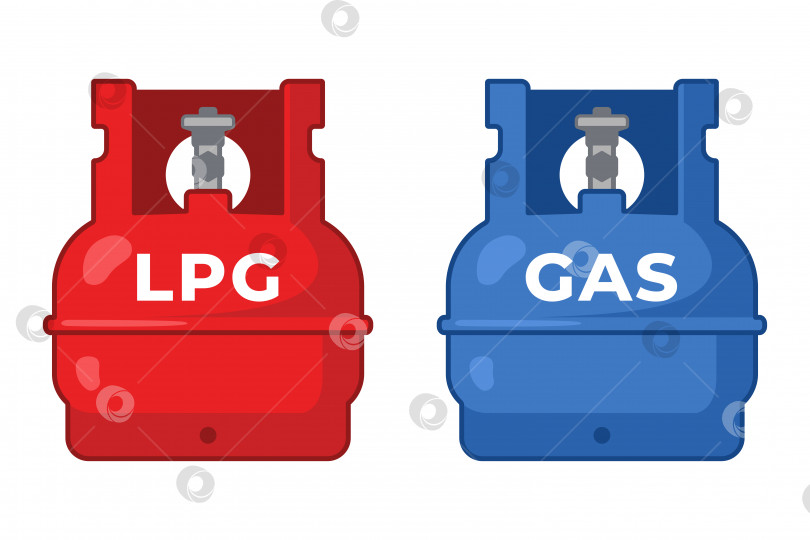 Скачать Набор газовых баллонов. Плоский значок контейнера для баллонов с пропаном для сжиженного газа. Хранилище топлива в газовом баллоне. фотосток Ozero