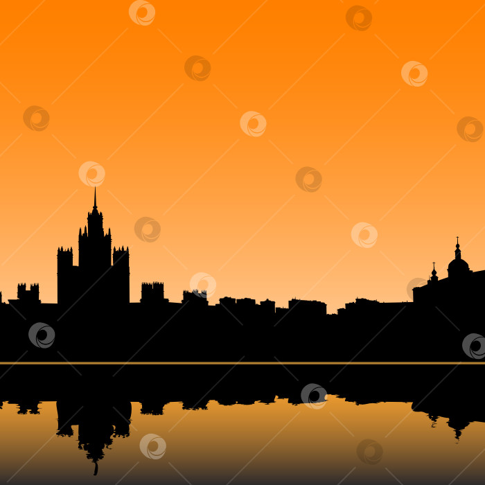 Скачать Векторная иллюстрация силуэта города Москвы на горизонте фотосток Ozero