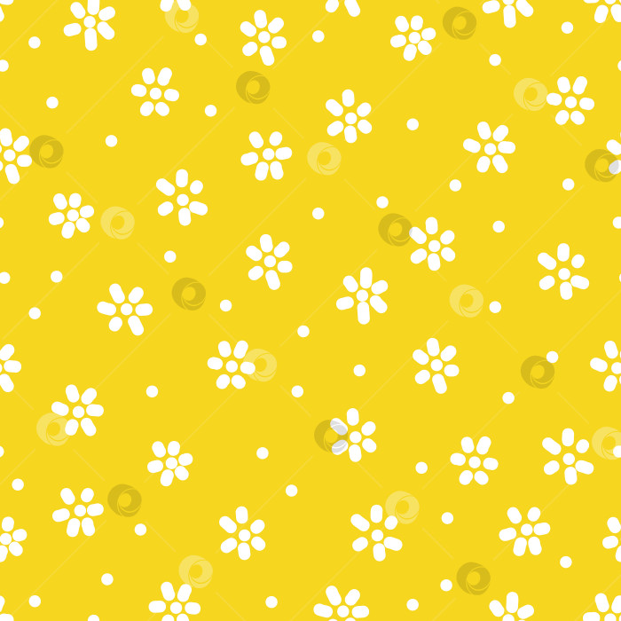 Скачать Бесшовный узор с белыми цветами на желтом фоне фотосток Ozero