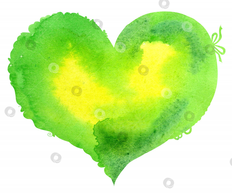 Скачать акварельное светло-зеленое сердечко с кружевной каймой фотосток Ozero