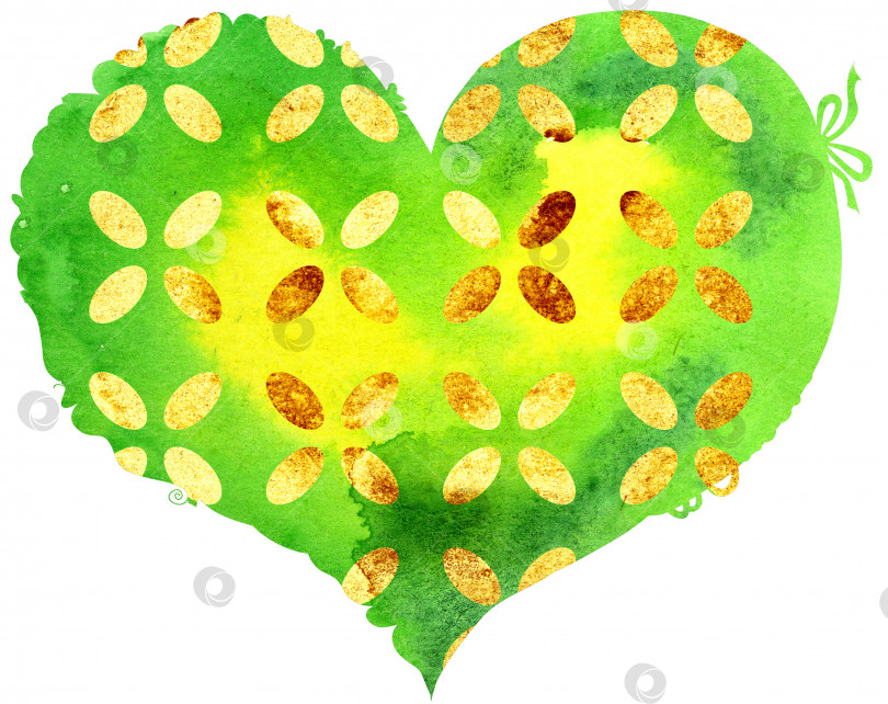 Скачать акварельное светло-зеленое сердечко с кружевной каймой фотосток Ozero