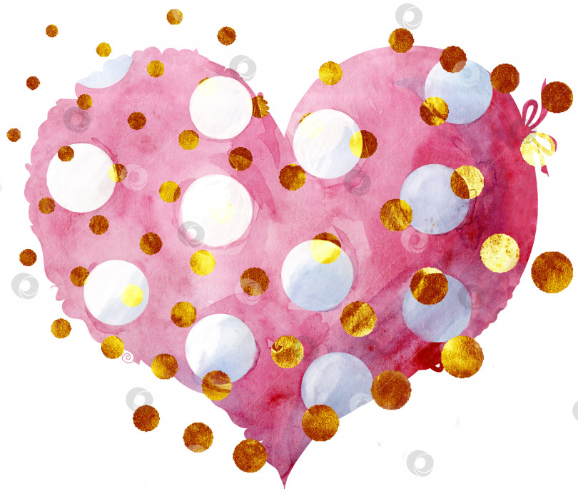 Скачать акварельно-розовое сердечко с кружевным краем и золотыми точками фотосток Ozero