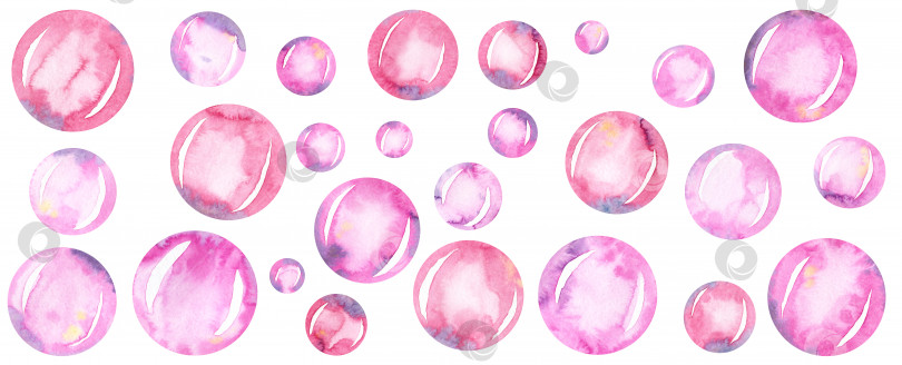 Скачать Акварельный набор с розовыми пузырьками. Милые праздничные воздушные шары фотосток Ozero