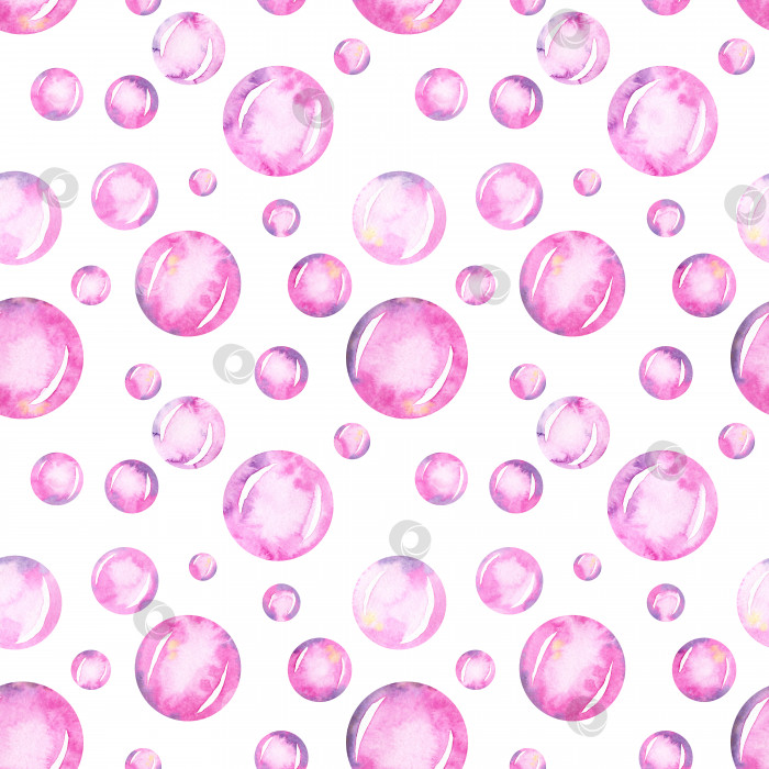 Скачать Акварельный бесшовный узор с розовыми пузырьками. Симпатичный повторяющийся фон фотосток Ozero