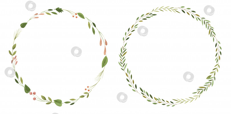Скачать Акварельные венки с зеленью пасхального сада. Весенние рамки для праздничного оформления фотосток Ozero