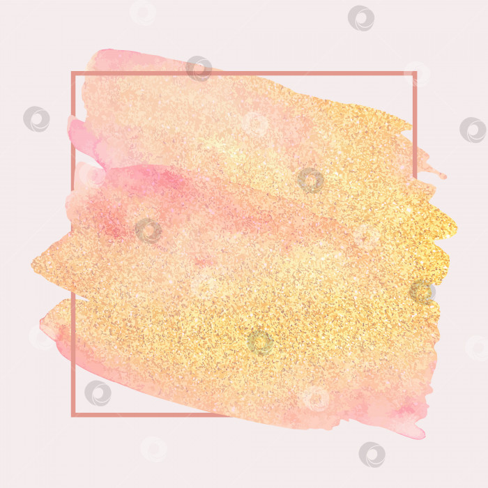 Скачать Фоновая рамка с розовой акварелью и золотым блеском фотосток Ozero
