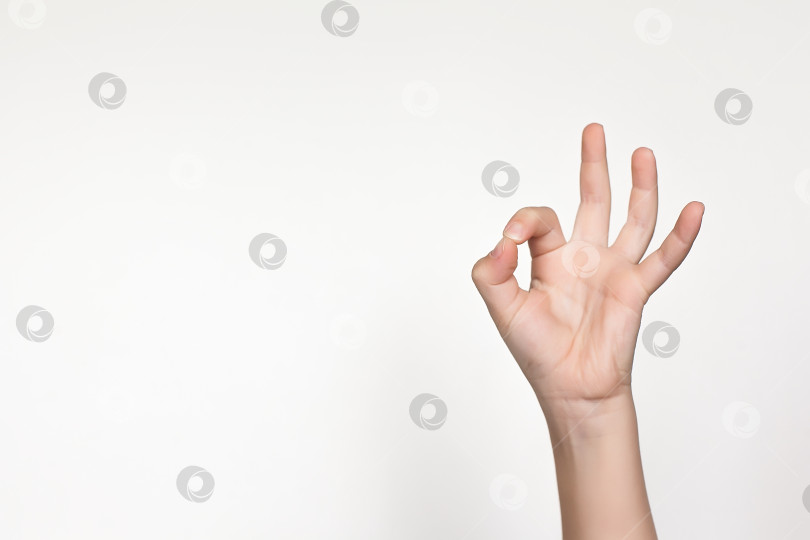 Скачать Детская рука показывает жест. Рука ребенка что-то держит. Изолированный на белом фоне фотосток Ozero