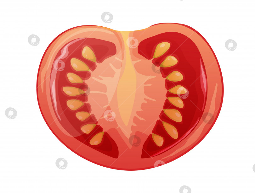 Скачать Ломтик помидора на изолированном фоне. Нарезанный овощ. фотосток Ozero