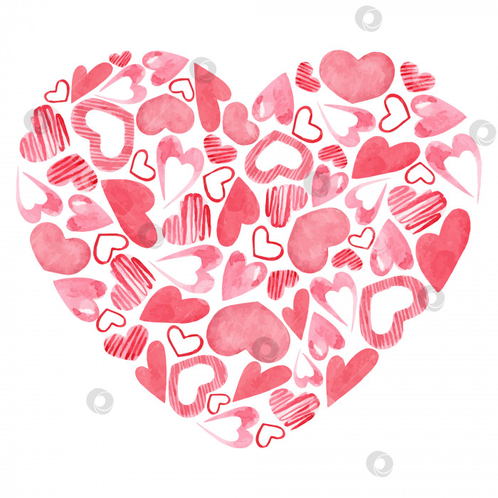 Скачать Розовое сердечко, сделанное из маленьких сердечек. Открытка на день святого Валентина фотосток Ozero