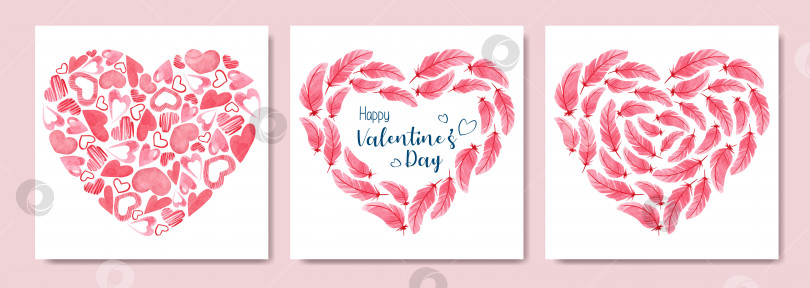 Скачать Набор открыток с розовыми сердечками на день святого Валентина фотосток Ozero