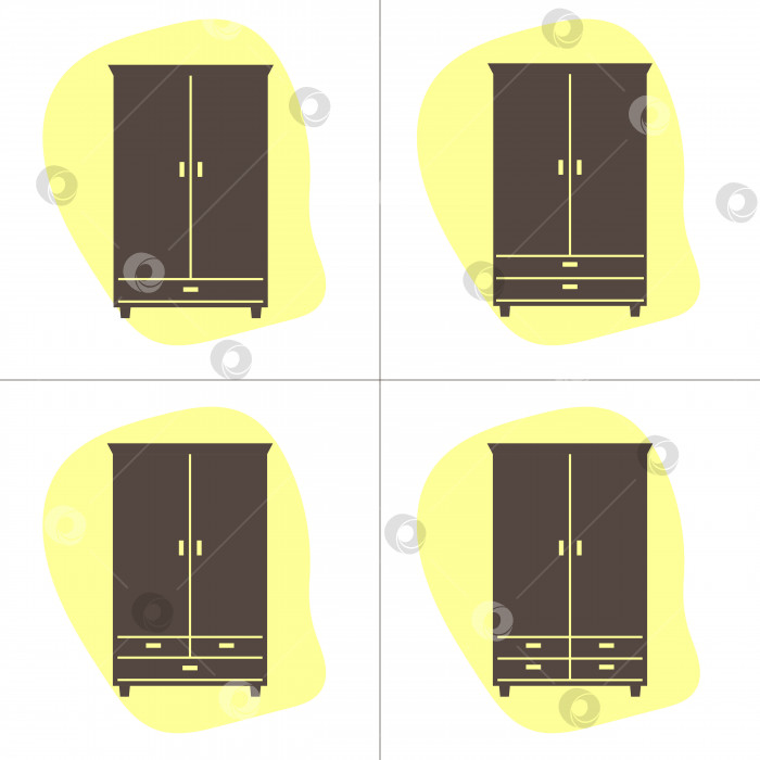 Скачать Шкафы для одежды. Набор иконок в плоском стиле фотосток Ozero