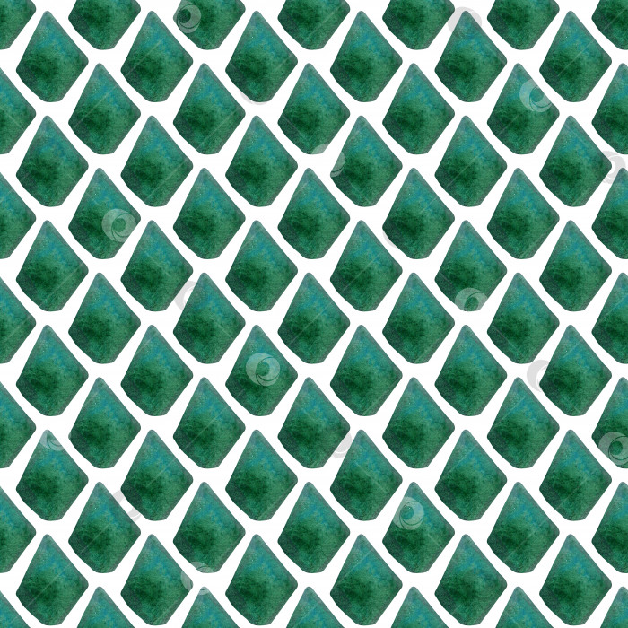 Скачать Акварельный бесшовный геометрический узор, нарисованный от руки, с зелеными ромбами фотосток Ozero