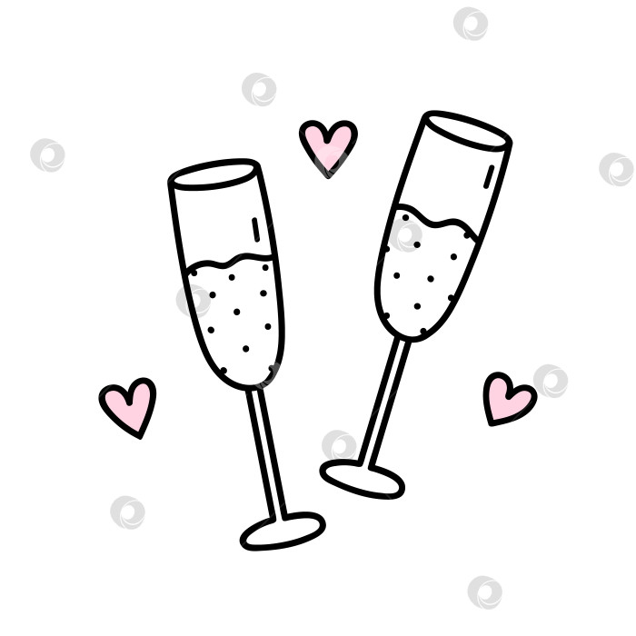 Скачать Два бокала с шампанским, выделенные на белом фоне фотосток Ozero