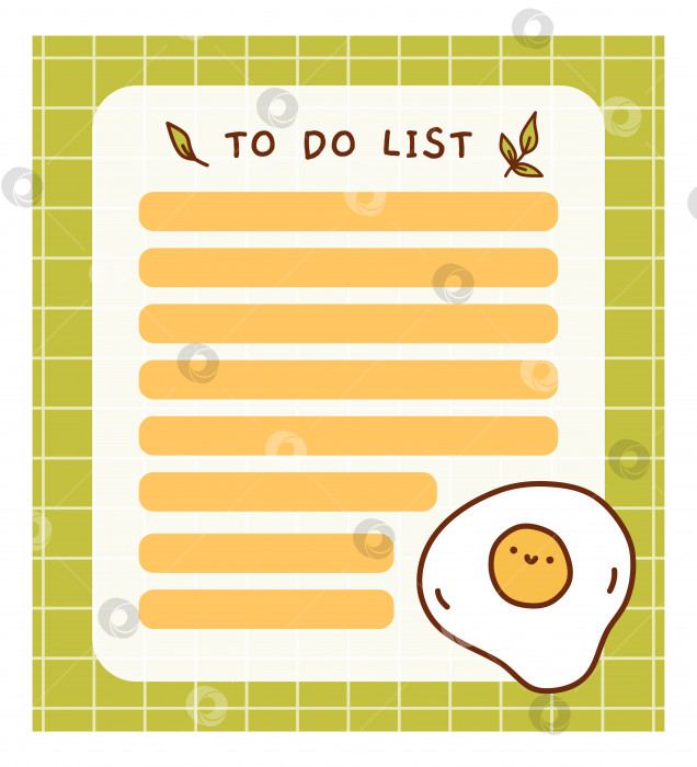 Скачать Симпатичный шаблон списка дел с яичницей-глазуньей фотосток Ozero
