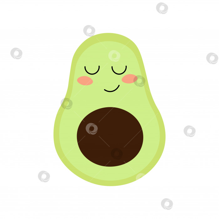 Скачать Симпатичная улыбающаяся изолированная иллюстрация авокадо со щеками. Поздравительная открытка с авокадо для правильного питания или фитнеса фотосток Ozero