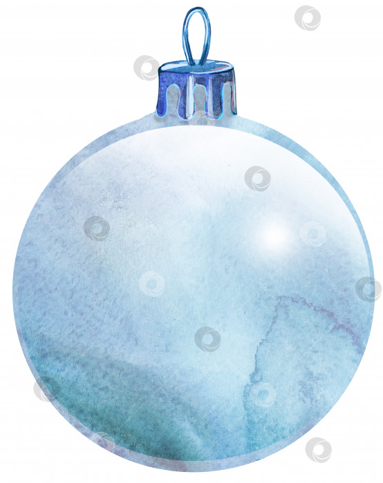 Скачать Акварельный белый рождественский шар, выделенный на белом фоне. фотосток Ozero