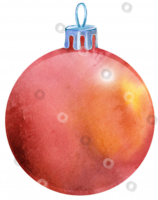 Скачать Акварельный красный рождественский шар, выделенный на белом фоне. фотосток Ozero