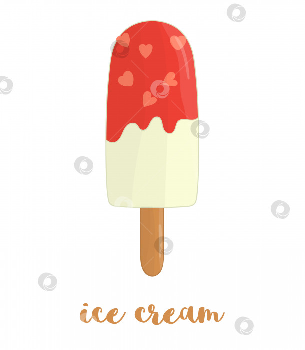 Скачать Векторная иллюстрация красочного мороженого. Сладкий летний десерт. Рисунок льда, изолированного на белом фоне. фотосток Ozero