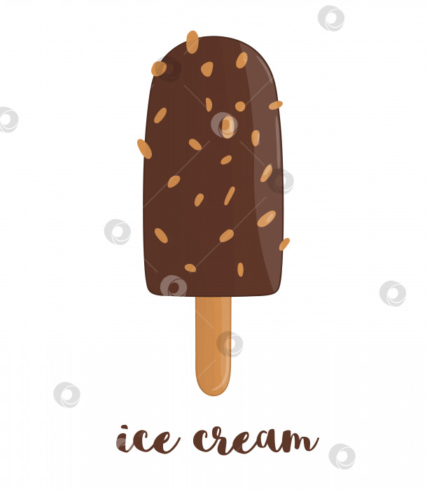 Скачать Векторная иллюстрация красочного мороженого. Сладкий летний десерт. Рисунок льда, изолированного на белом фоне. фотосток Ozero