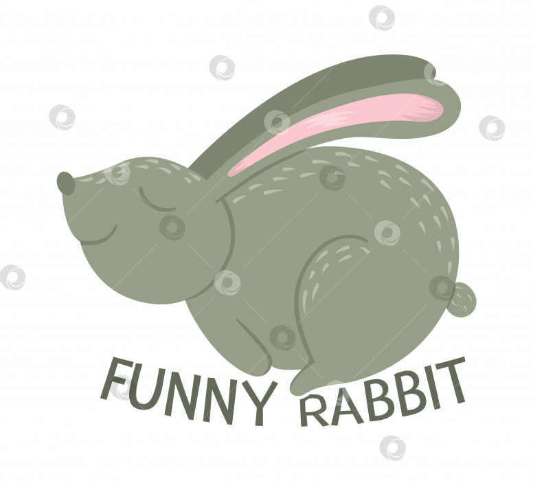 Скачать Векторный мультяшный стиль плоского забавного кролика с морковкой, изолированной на белом фоне. Симпатичная иллюстрация лесного животного. Значок бегущего зайца для детского дизайна. фотосток Ozero