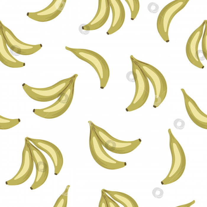 Скачать Векторный бесшовный узор из тропических банановых фруктов. Листва джунглей повторяет фон. Нарисованная вручную текстура экзотического растения. фотосток Ozero