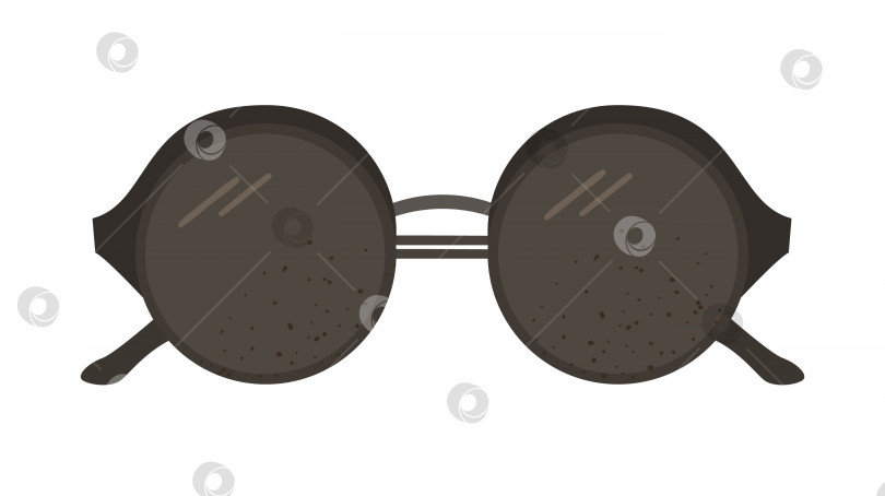 Скачать Векторная плоская иллюстрация современных солнцезащитных очков. Модный значок в черных очках. Объект путешествия, выделенный на белом фоне. Элемент инфографики о каникулах. фотосток Ozero