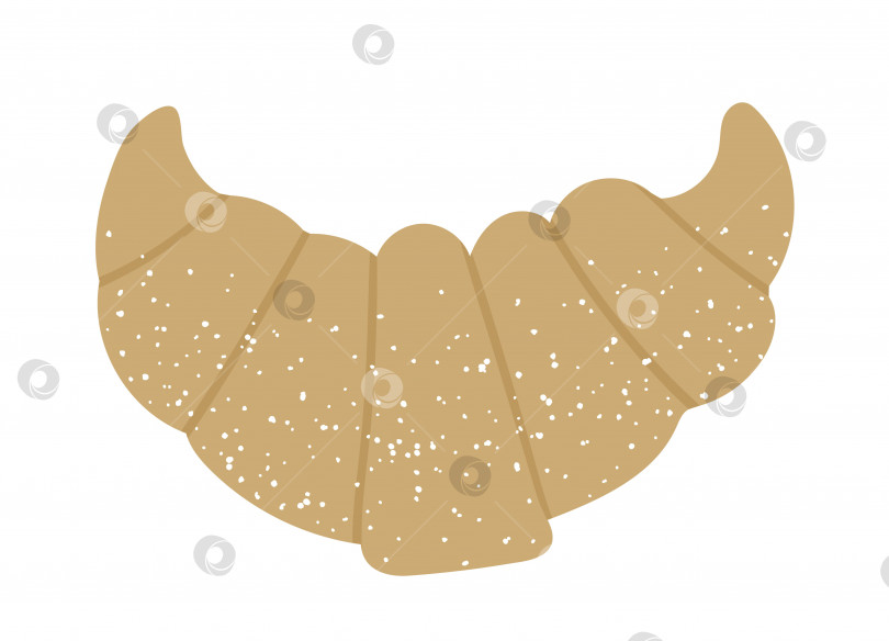 Скачать Векторная иллюстрация плоского круассана. Икона французской выпечки. Плоский текстурированный рулет для завтрака, выделенный на белом фоне фотосток Ozero