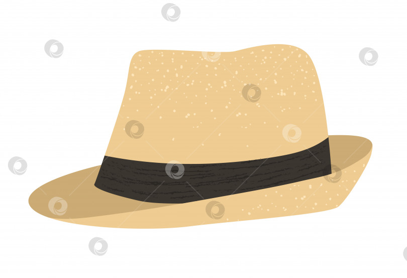 Скачать Векторная плоская иллюстрация мужской летней шляпы в стиле ретро. Яркий значок шапки. Винтажный головной убор, выделенный на белом фоне. Элемент инфографики одежды. фотосток Ozero