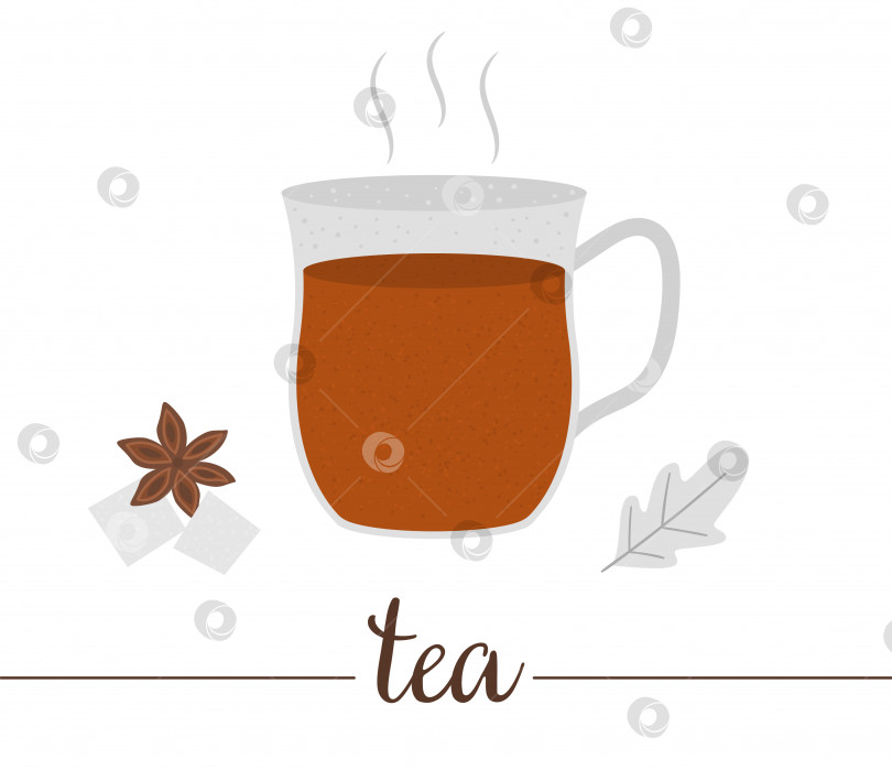 Скачать Векторная иллюстрация чая, изолированного на белом фоне. Традиционный зимний напиток. Праздничный горячий напиток с сахаром и анисом. фотосток Ozero
