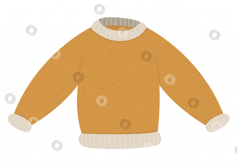 Скачать Иллюстрация зимней одежды. Векторный свитер для холодной погоды, изолированный на белом фоне. Плоское изображение уютного джемпера. фотосток Ozero