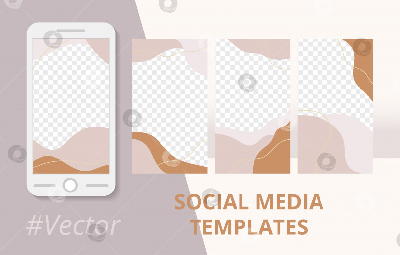 Скачать Набор вертикальных шаблонов историй в социальных сетях с волной пастельного цвета. Современный редактируемый шаблон для продвижения постов в социальных сетях. Модный минималистский дизайн. Фон рекламного баннера. Векторная иллюстрация фотосток Ozero