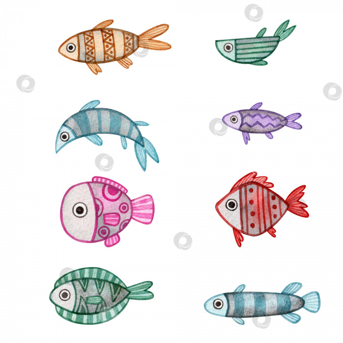 Скачать Набор с разноцветными рыбками. фотосток Ozero