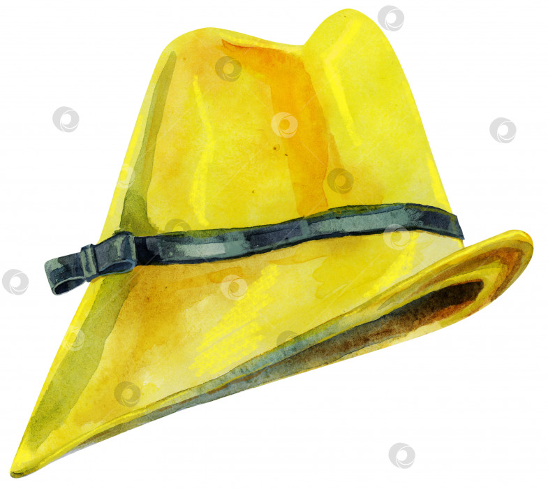 Скачать Акварельная женская желтая шляпка с черной лентой фотосток Ozero