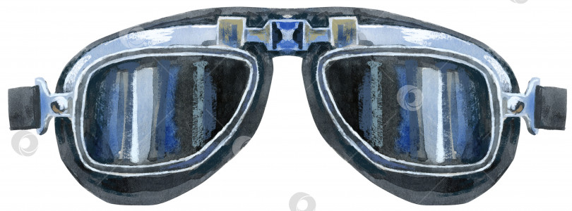 Скачать Акварельные черные байкерские очки с металлическими вставками фотосток Ozero