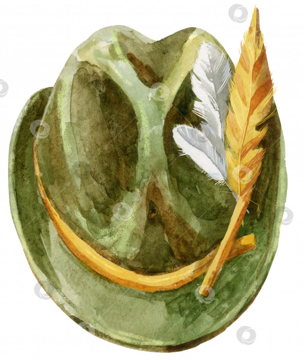 Скачать Зеленая тирольская шляпа с перьями для Октоберфеста фотосток Ozero