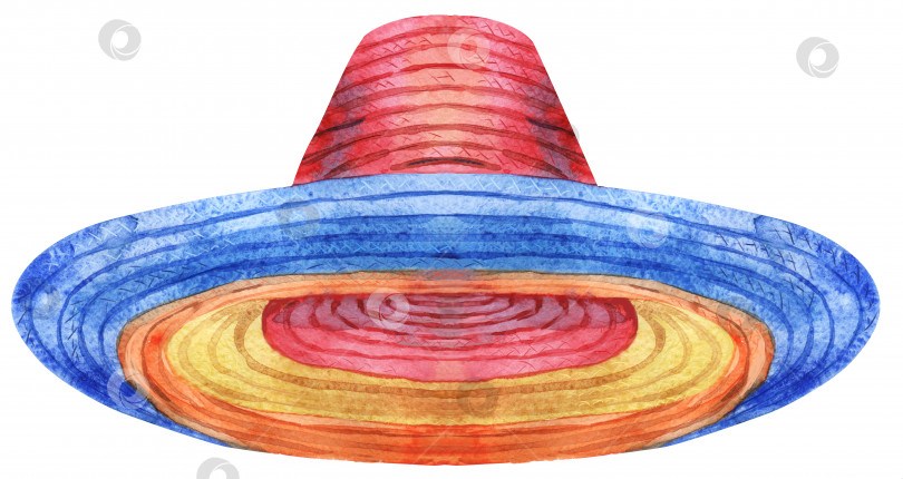 Скачать Модная мексиканская шляпа-сомбреро, нарисованная вручную акварельная иллюстрация фотосток Ozero