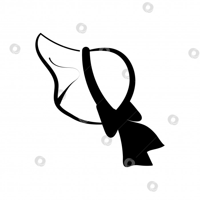 Скачать Элегантная женская шляпа с бантом на спине, иконка на белом фоне, черный векторный силуэт. фотосток Ozero