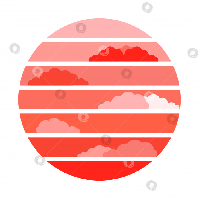 Скачать Red circle with striped sunset фотосток Ozero