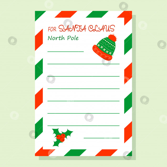 Скачать Letter to Santa Claus, Christmas greeting card  for Santa wish list фотосток Ozero