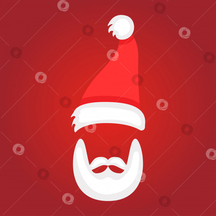 Скачать Шляпа Санта-Клауса, усы и борода фотосток Ozero
