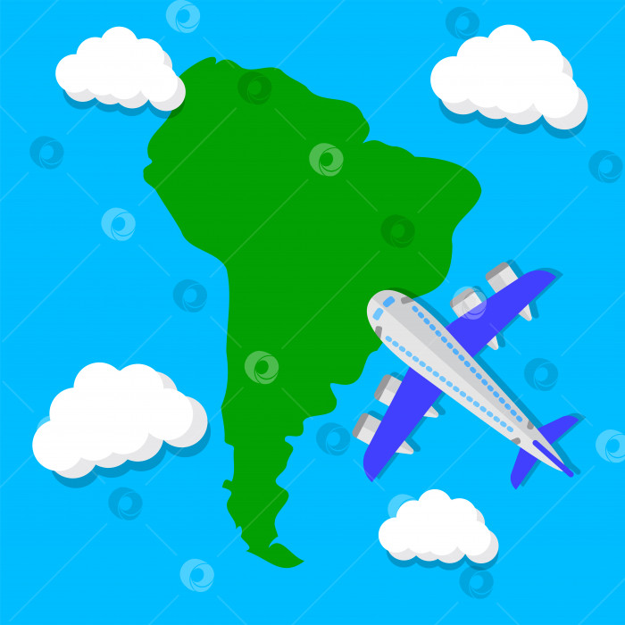 Скачать Самолет летит в небе над Южной Америкой фотосток Ozero
